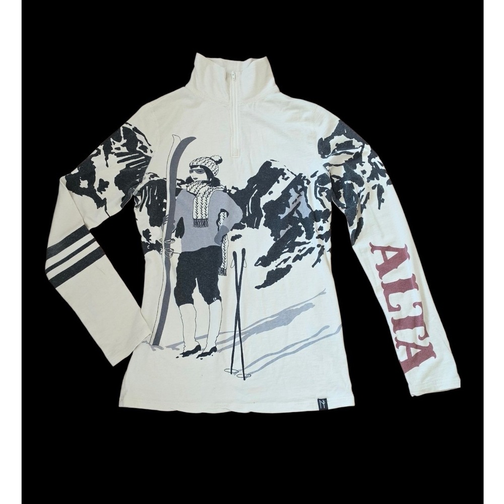 Neve Alta Silk Wool Blend Mountains Skiing Girl print 1/4 zip
Longsleeve szM